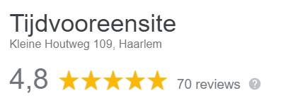 Tijdvooreensite met een 4,8 score op Google