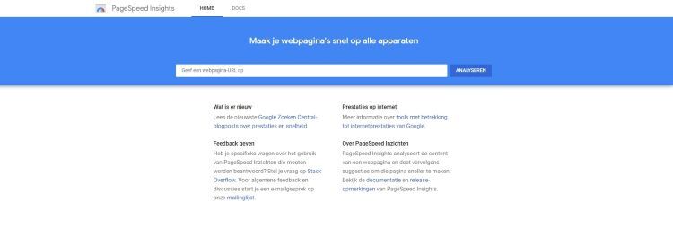 Pagespeed Insights voor checken laadtijd website