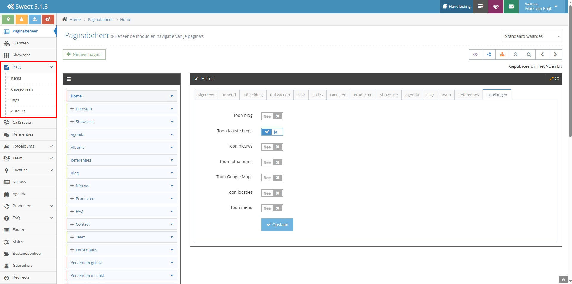 De blogmodule in het Tijdvooreensite CMS