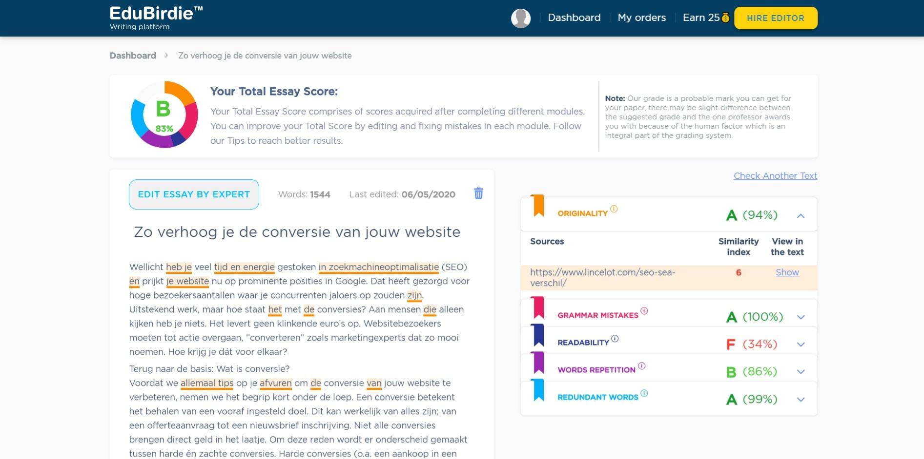 Plagiaat check EduBirdie