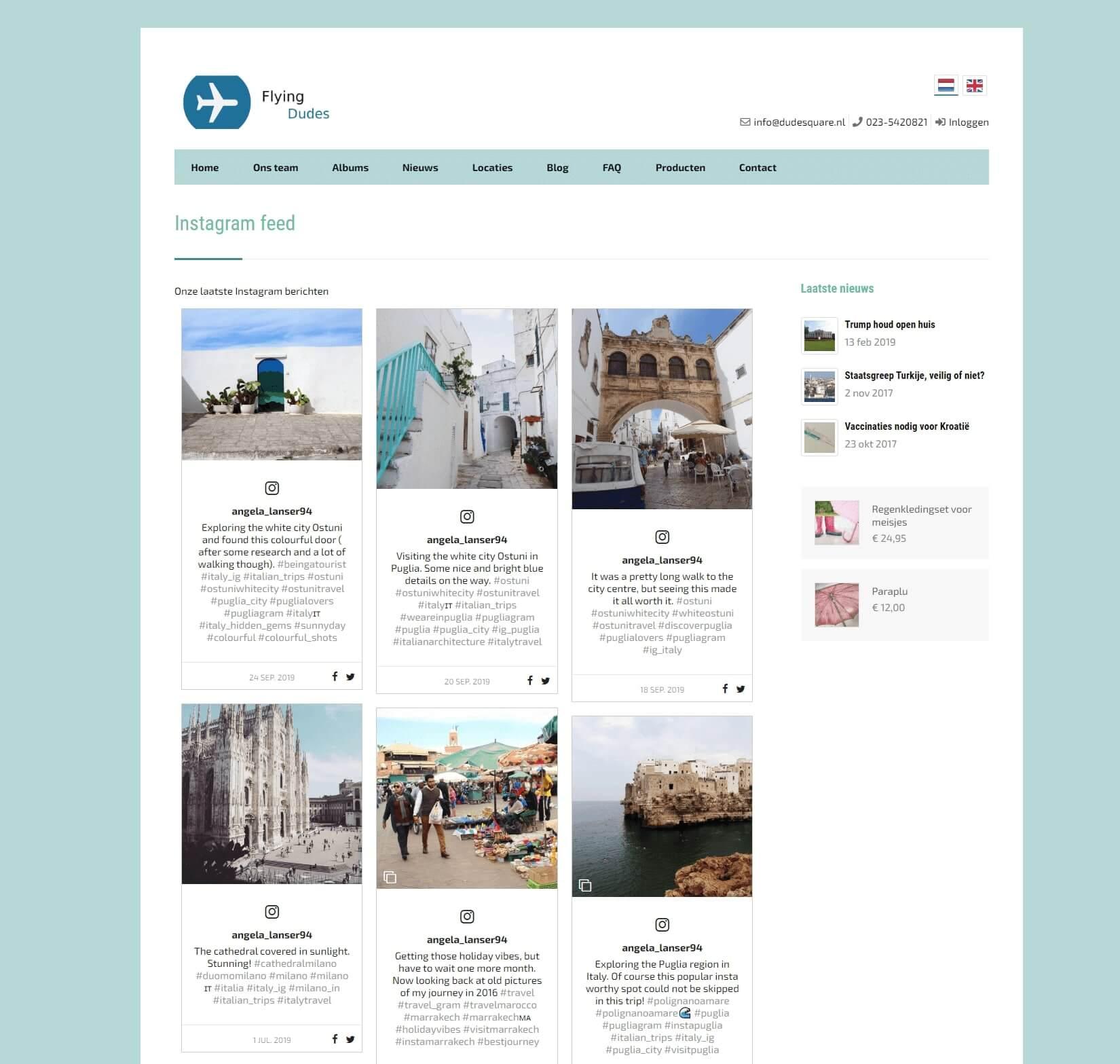 Voorbeeld Instagram feed op je Tijdvooreensite website