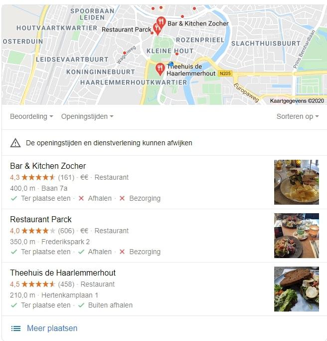 Lokale zoekresultaten restaurant Haarlem