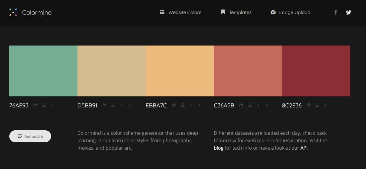 Kleurenpalet website bepalen met Colormind